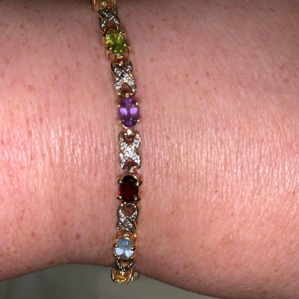 Bracelet multi color gems and rhinestones